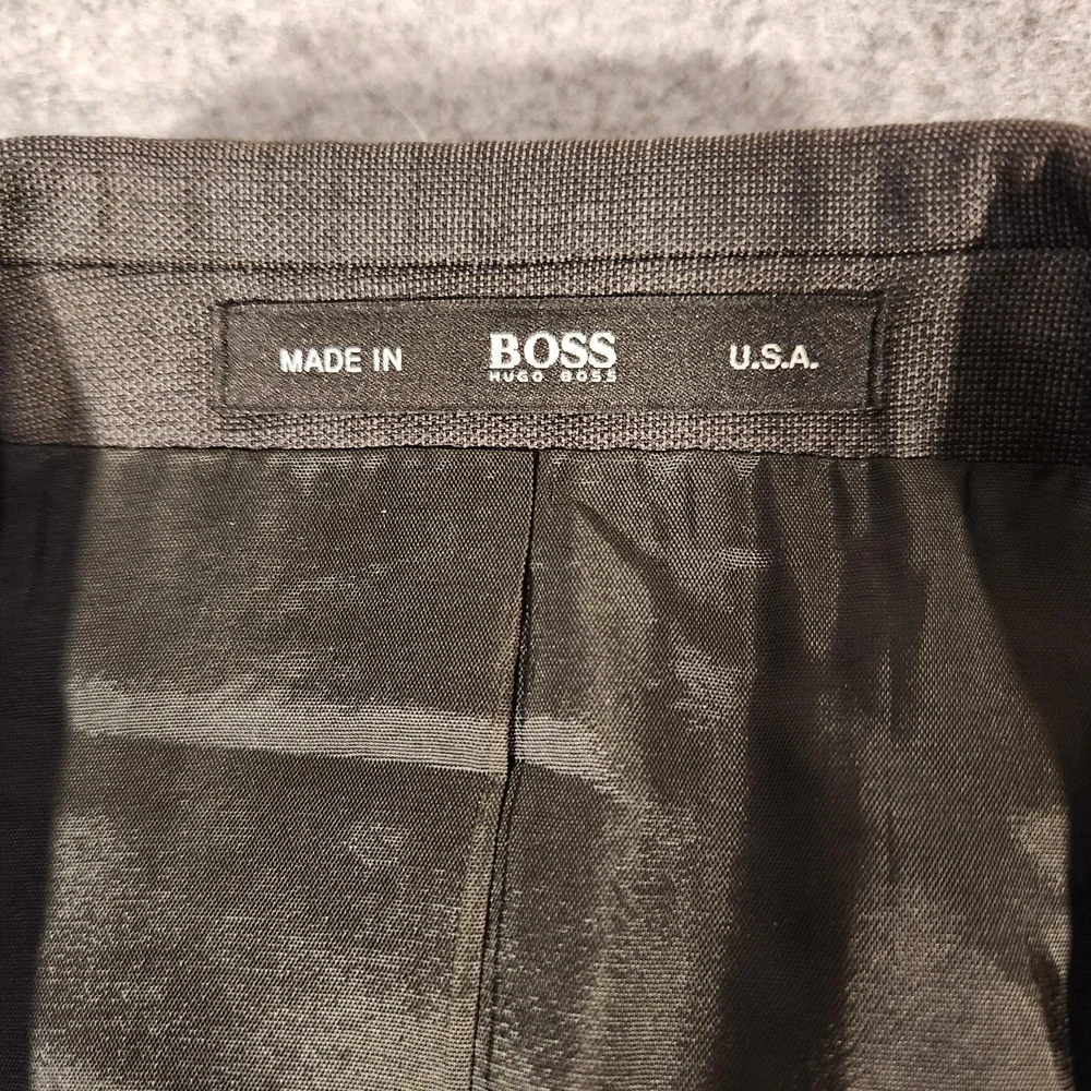 BOSS Hugo Boss Blazer Sport Coat Mens 40L Charcoal The‎ Jam75 Sharp3 Made USA